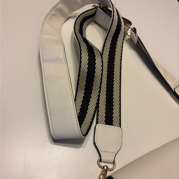 White Crossbody Bag with Gold Accent - Picture 2 of 6